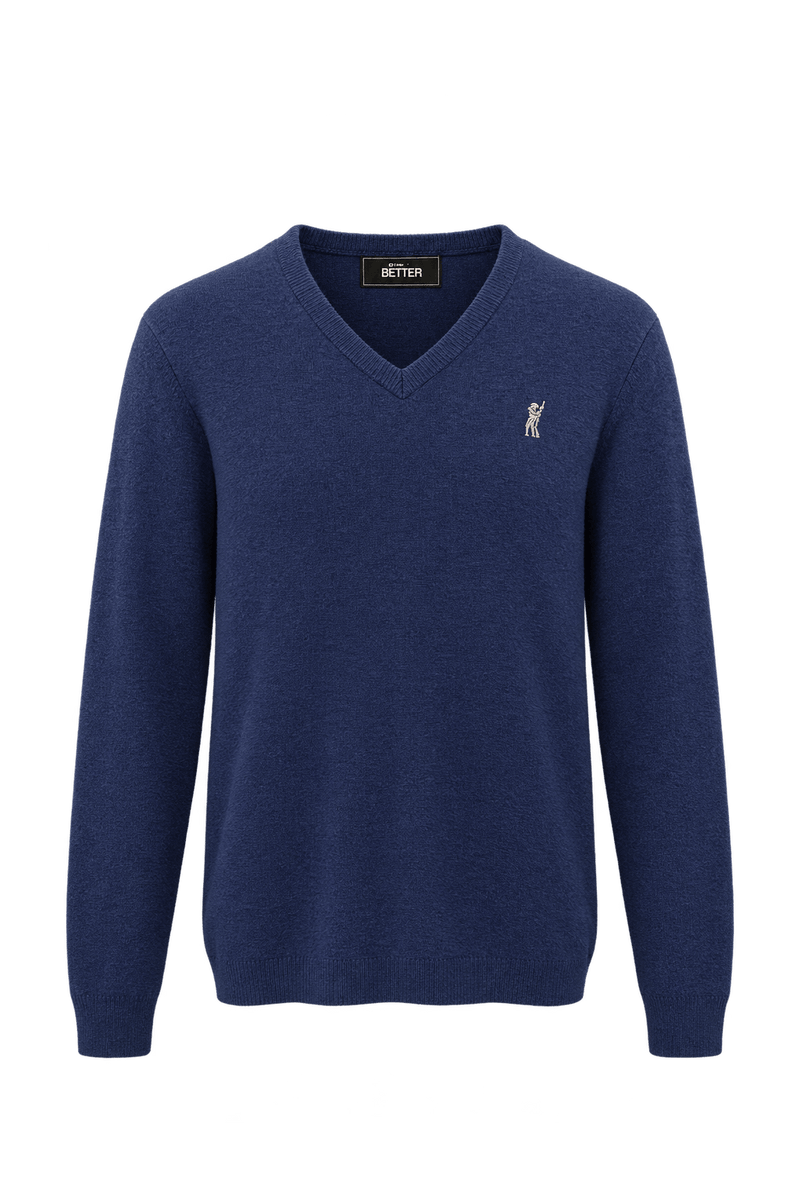1990s Navy Blue Knit Sweater - Front View