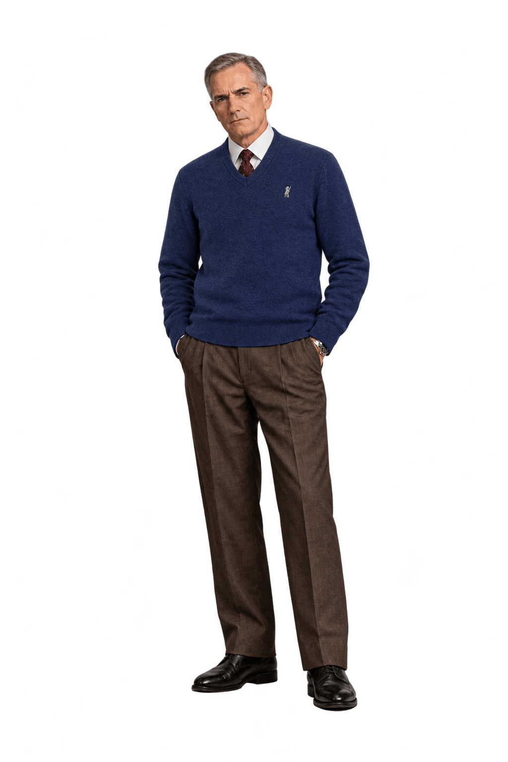 1990s Navy Blue Knit Sweater - Model