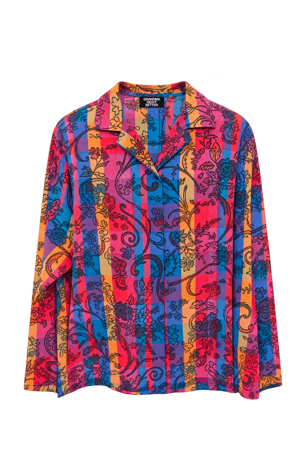 1970s Magenta Pink Woven Blouse - Front View