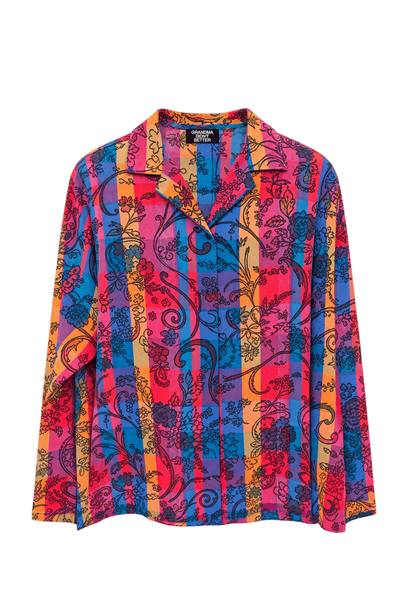 1970s Magenta Pink Woven Blouse - Front View