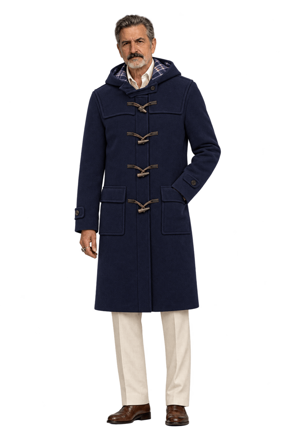 1980s Dark Navy Blue Wool Blend Coat - Model