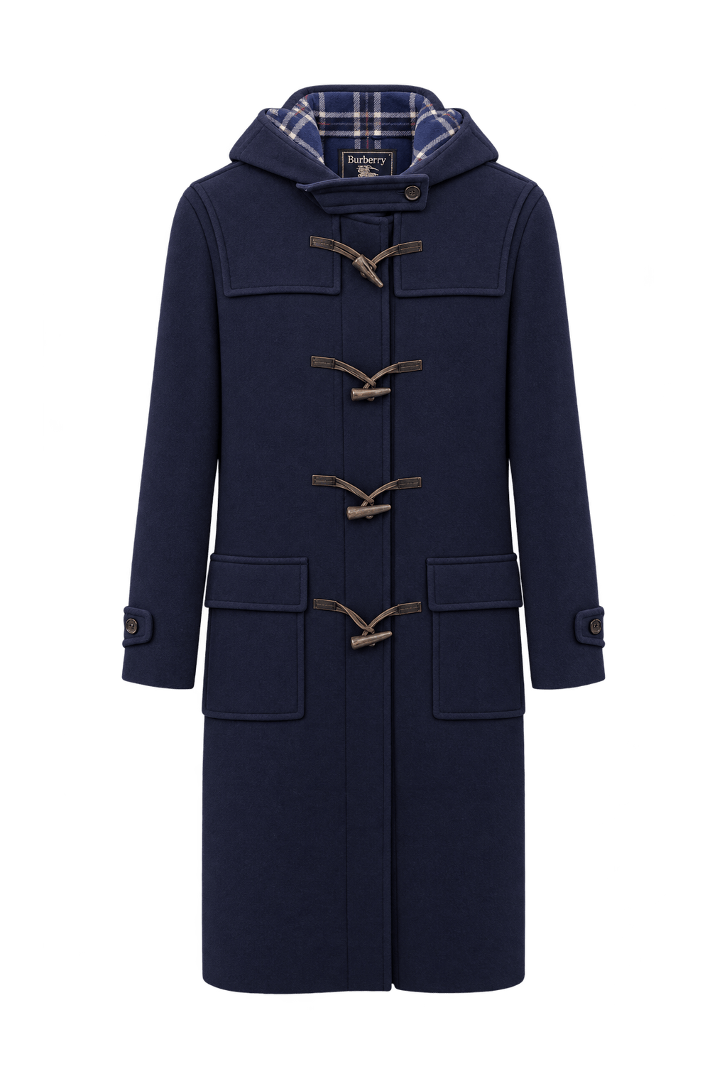1980s Dark Navy Blue Wool Blend Coat - Front View