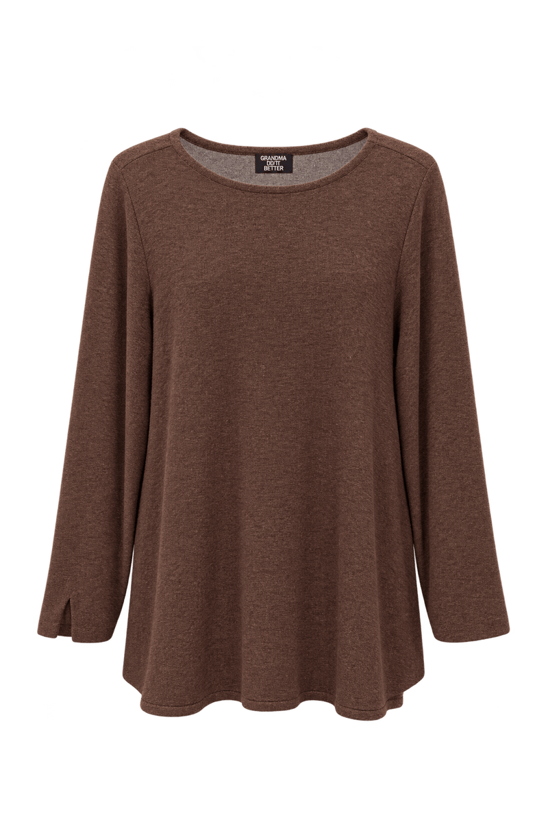 1990s Chocolate Brown Fine Yarn Knit Tunic - Front View