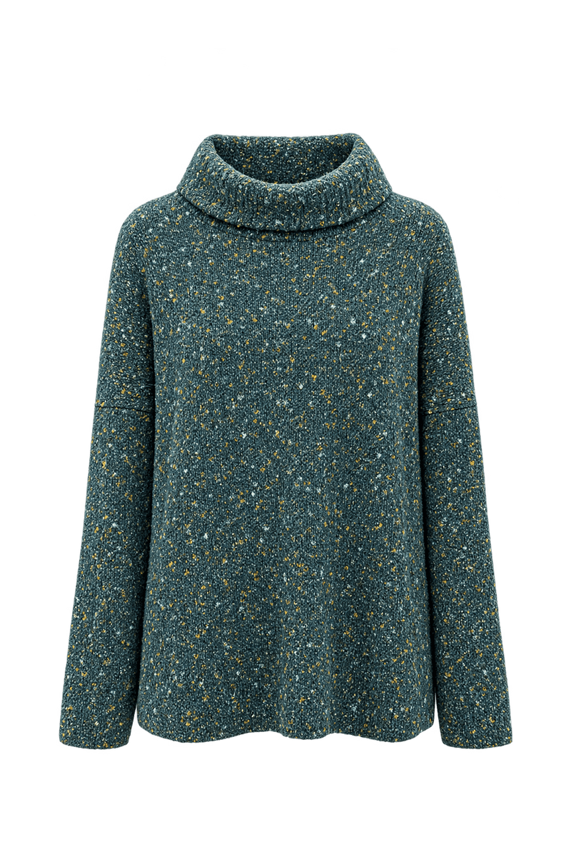 1980s Deep Teal Blue Knit Sweater - Front View