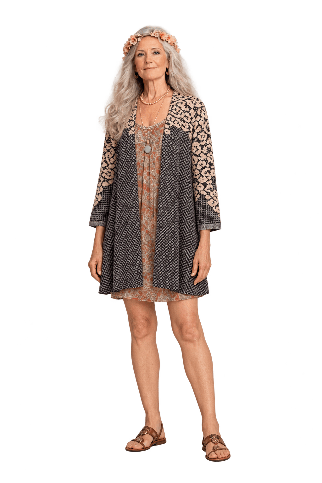 1980s Black Knit Cardigan - Model