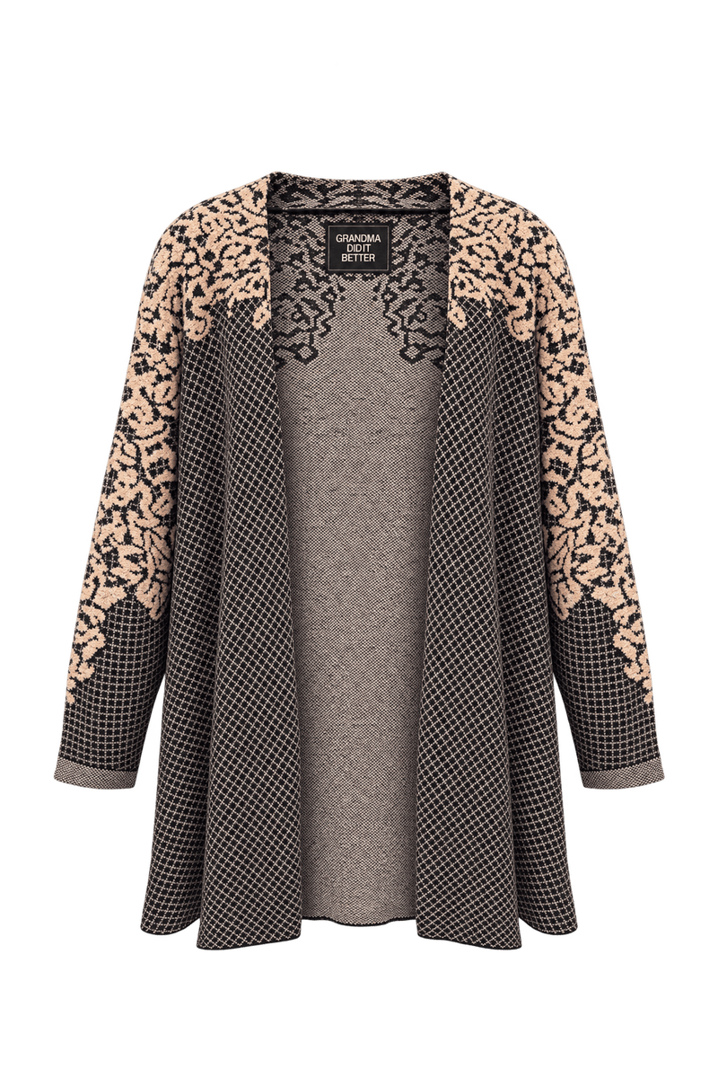 1980s Black Knit Cardigan - Front View