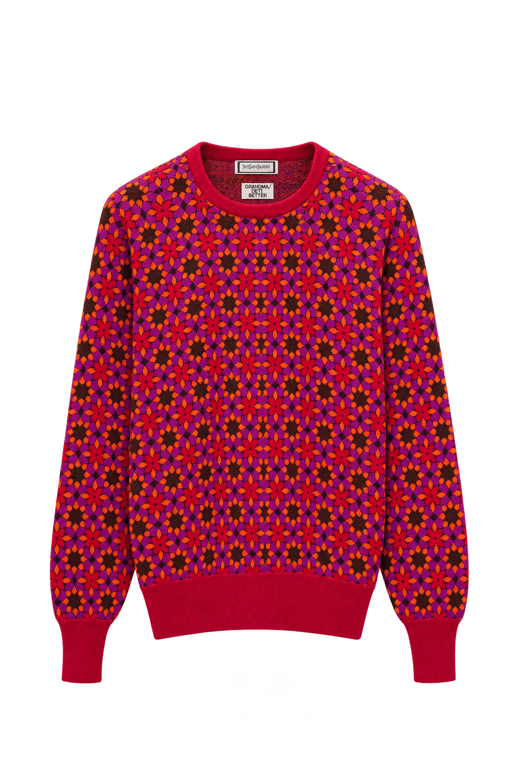 1980s Magenta Red Knit Sweater - Front View