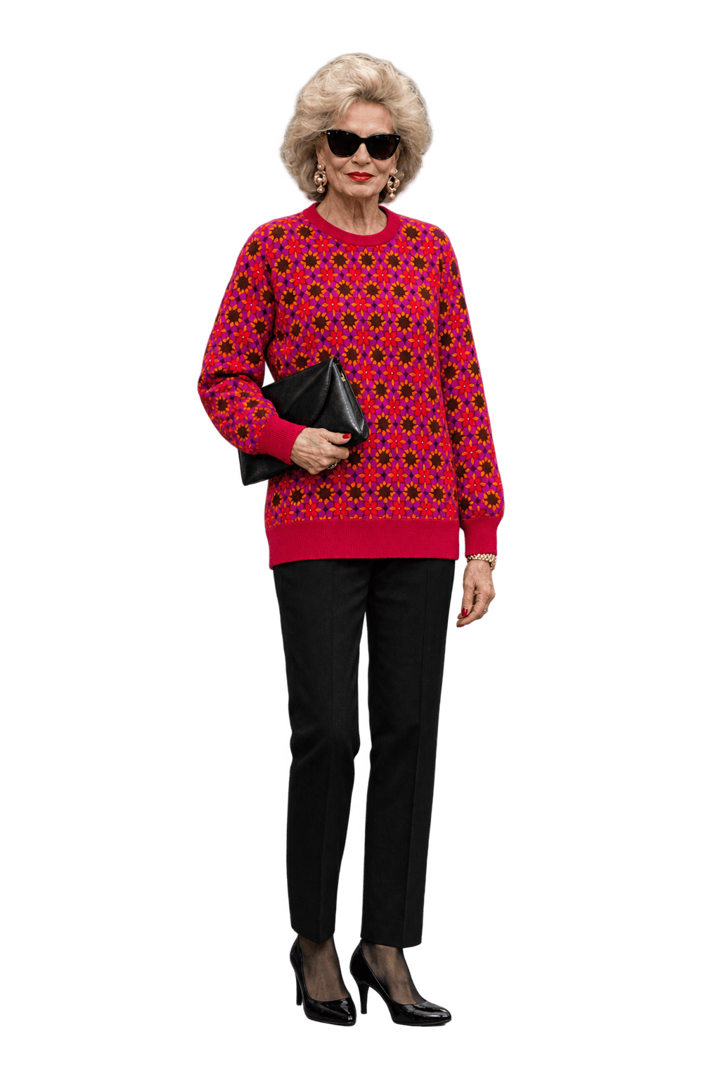1980s Magenta Red Knit Sweater - Model