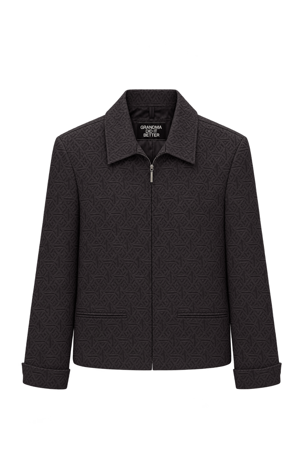 1990s Dark Chocolate Brown Woven Fabric Jacket - Front View