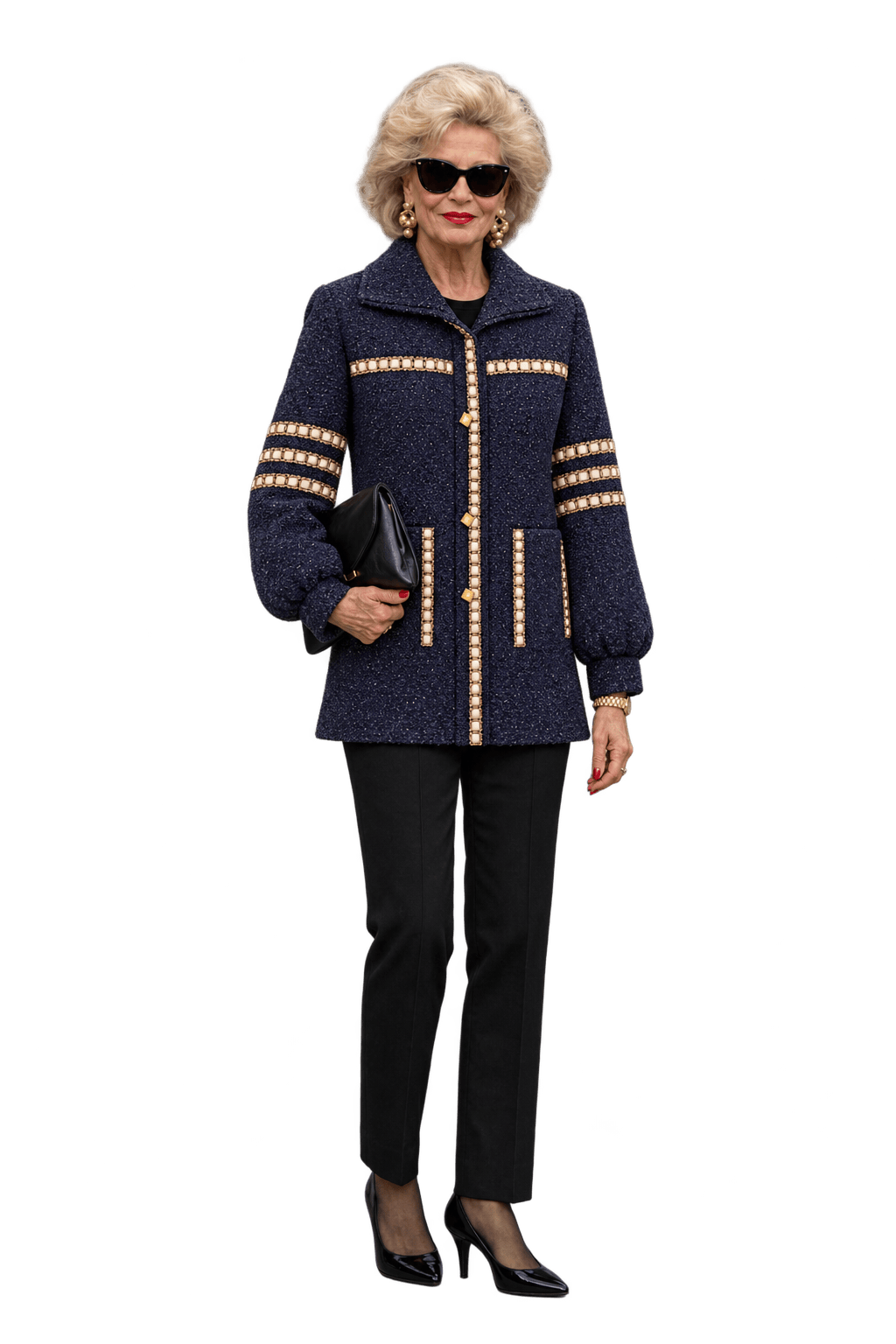 1980s Dark Navy Blue Woven Fabric Jacket - Model