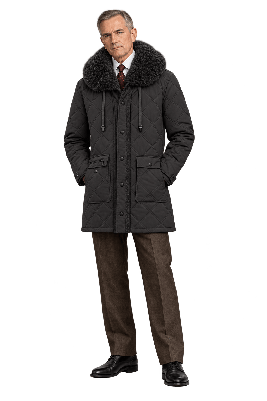 1990s Dark Charcoal Brown Synthetic Jacket - Model