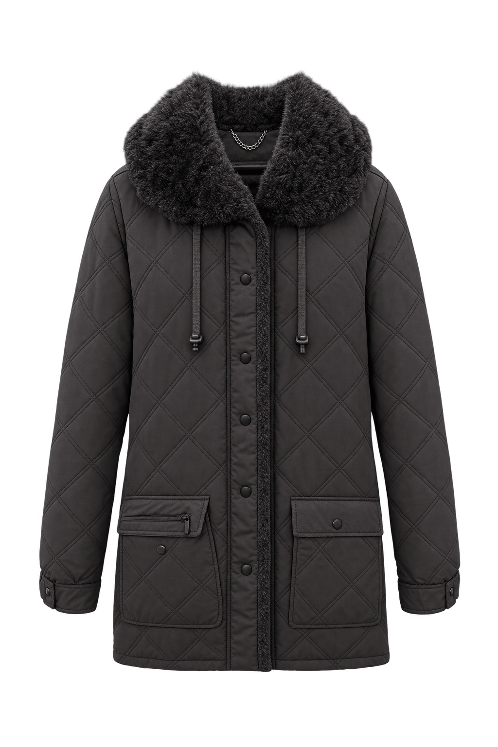 1990s Dark Charcoal Brown Synthetic Jacket - Front View