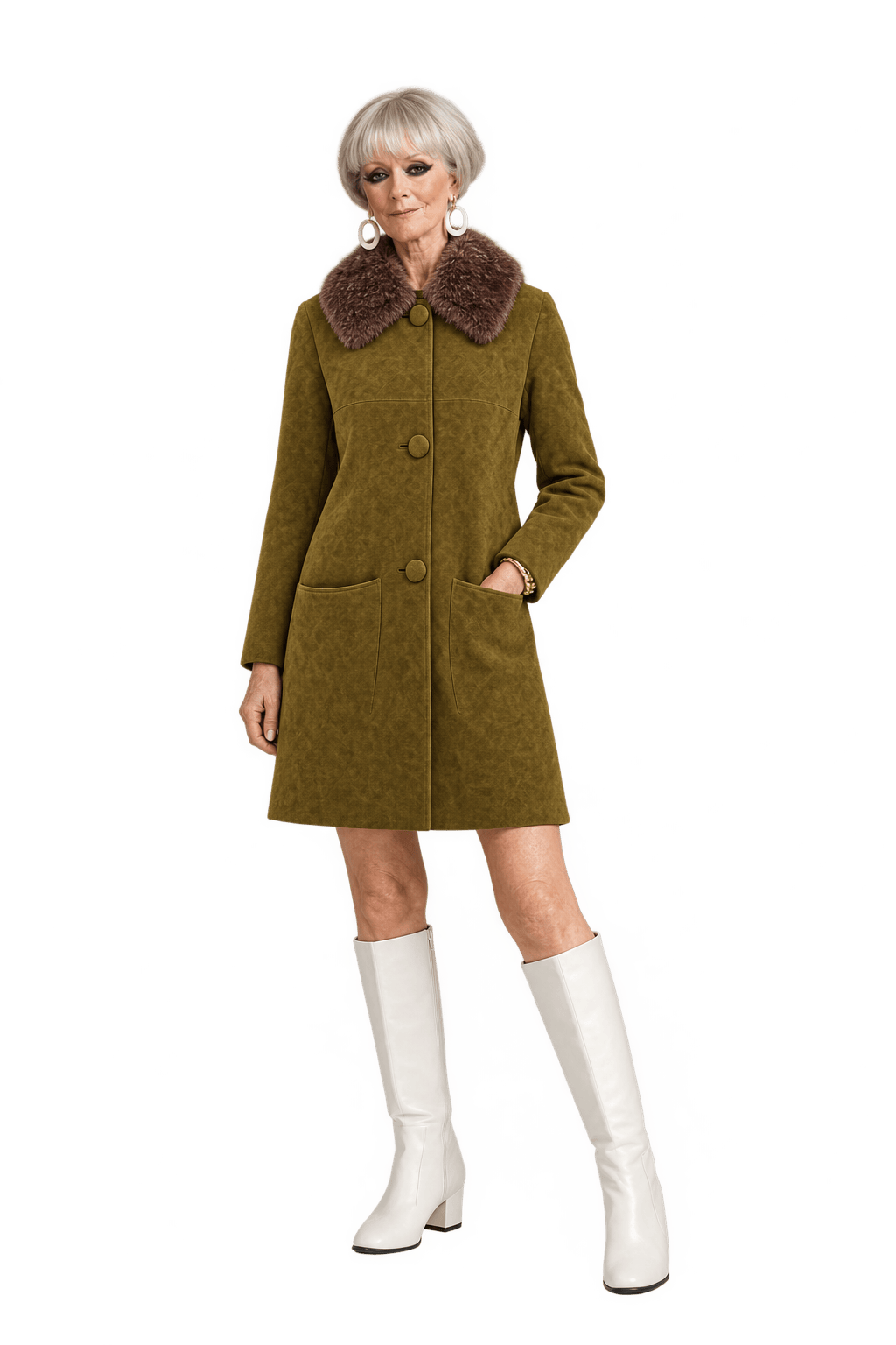 1960s Olive Brown Suede Coat - Model