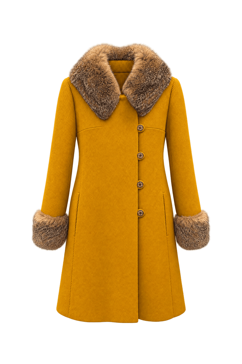 1970s Golden Ochre Corduroy Coat - Front View