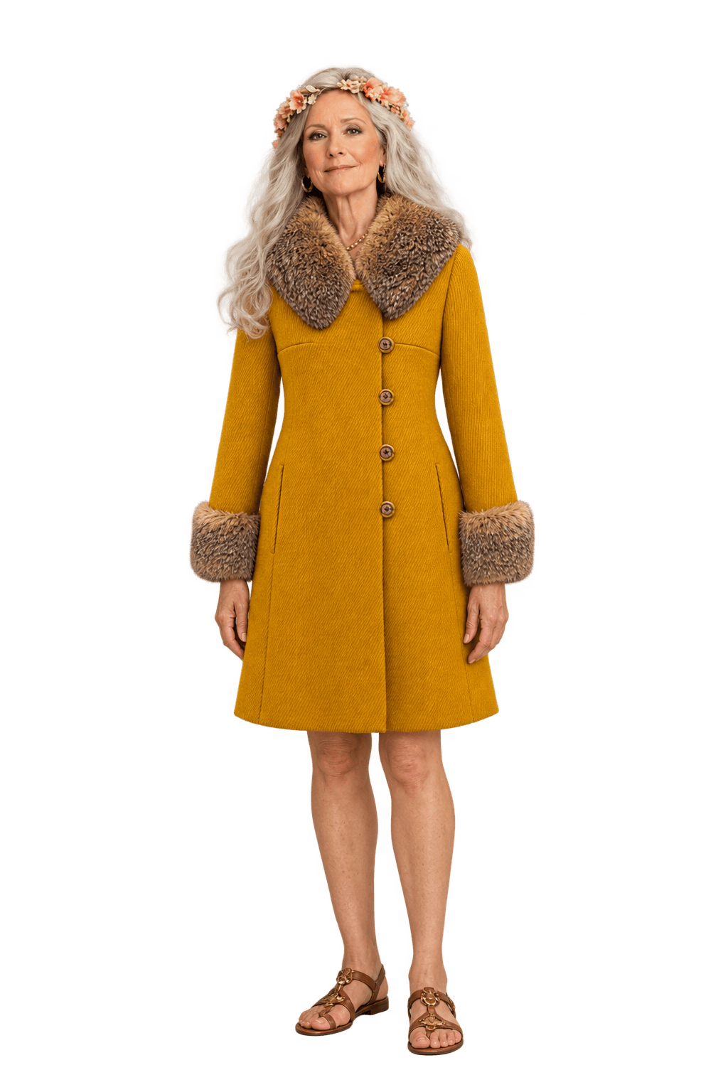 1970s Golden Ochre Corduroy Coat - Model