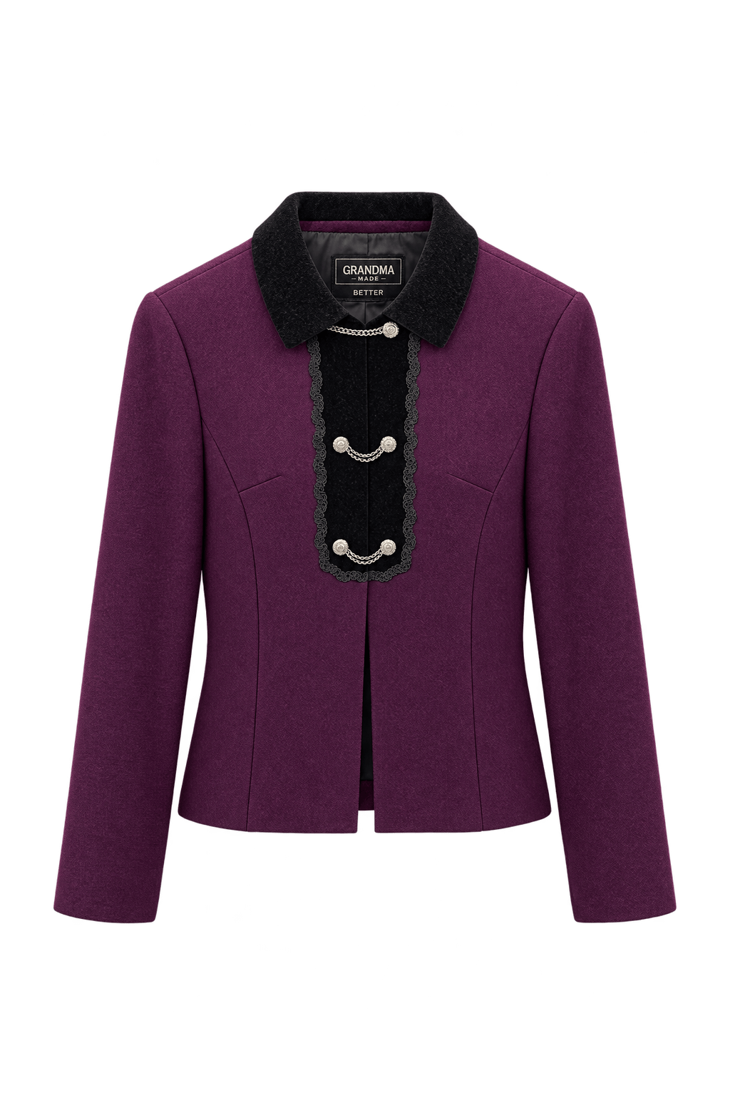 1980s Deep Plum Purple Wool Jacket - Front View