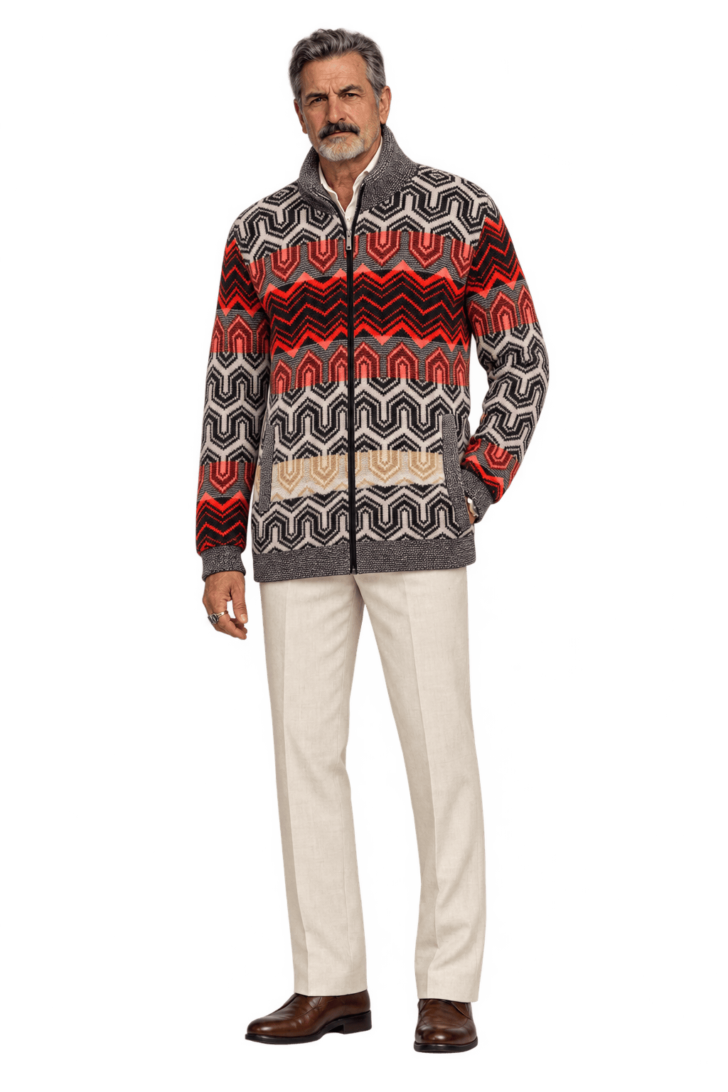 1980s Charcoal Grey Wool Cardigan - Model