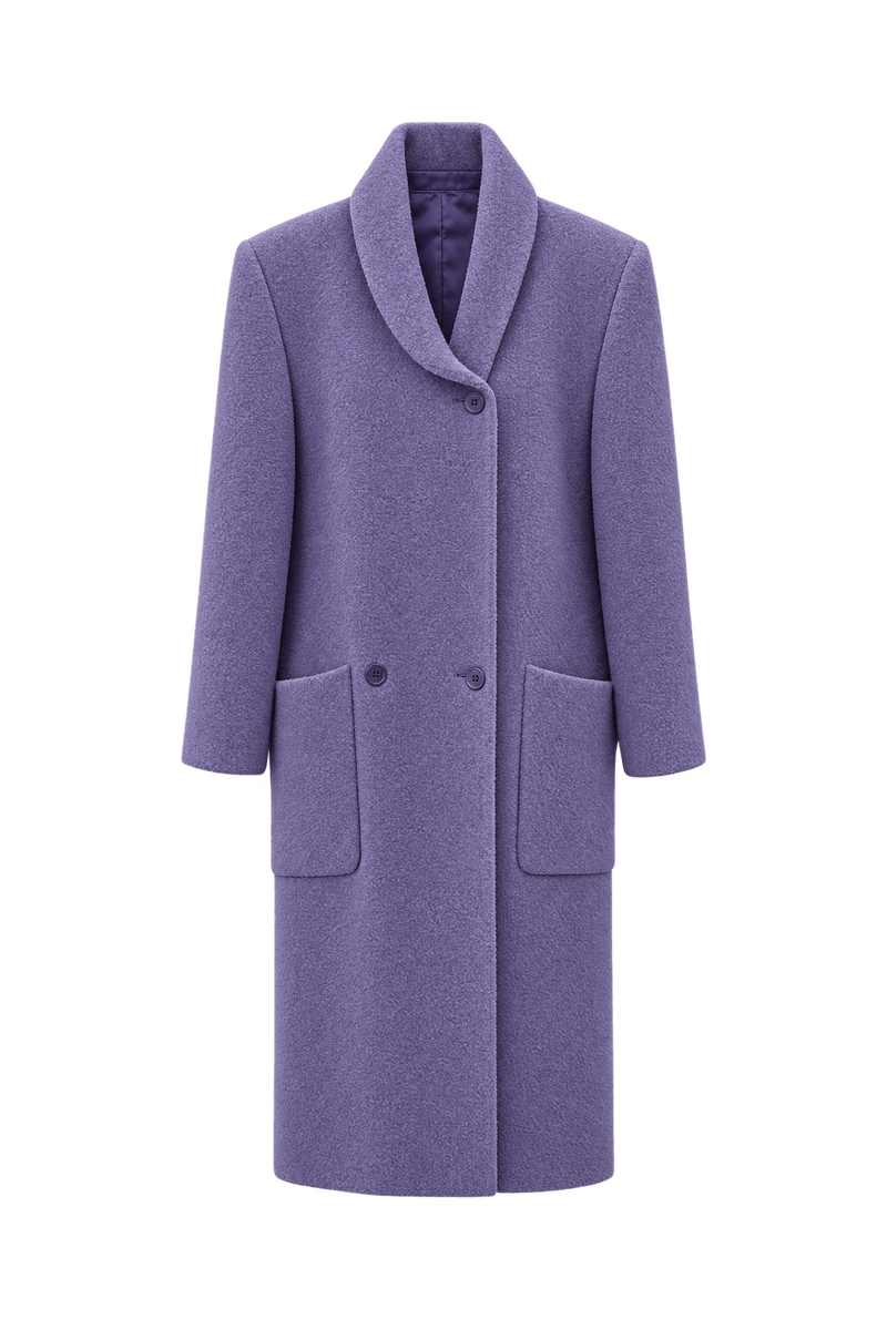 1960s Lavender Purple Wool Coat - Front View