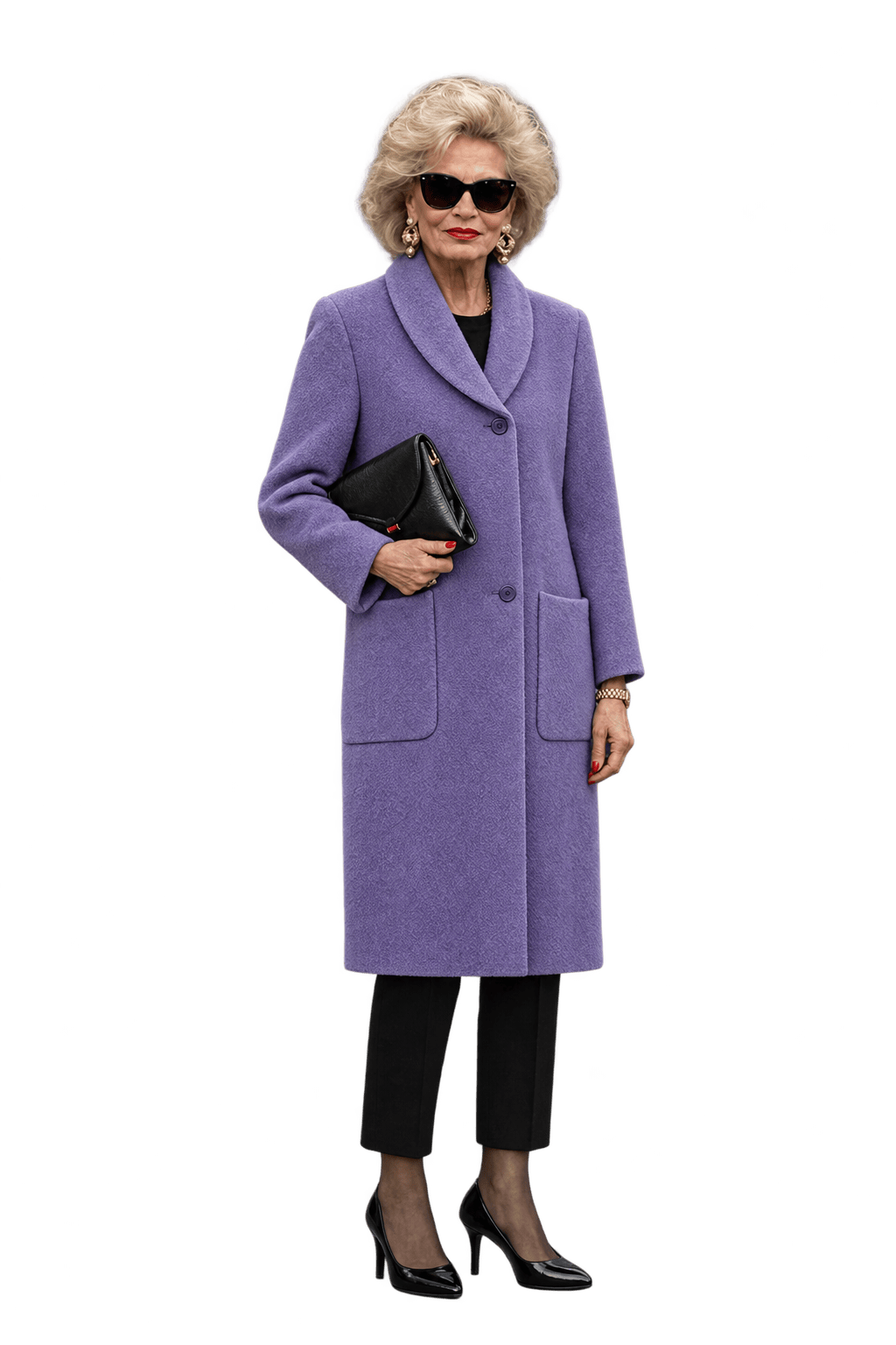 1960s Lavender Purple Wool Coat - Model