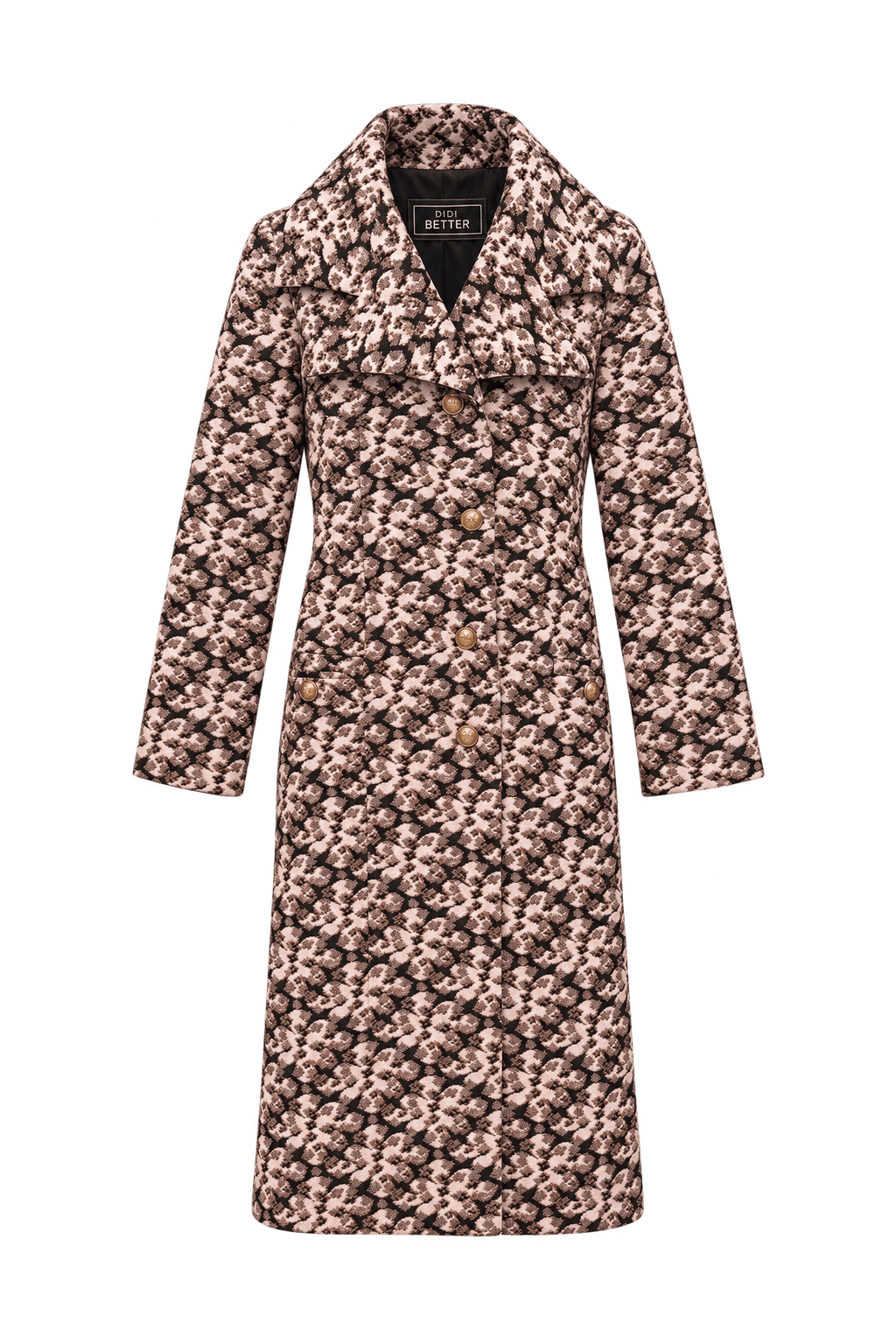 1960s Cream and Pale Pink Textured Woven Coat - Front View