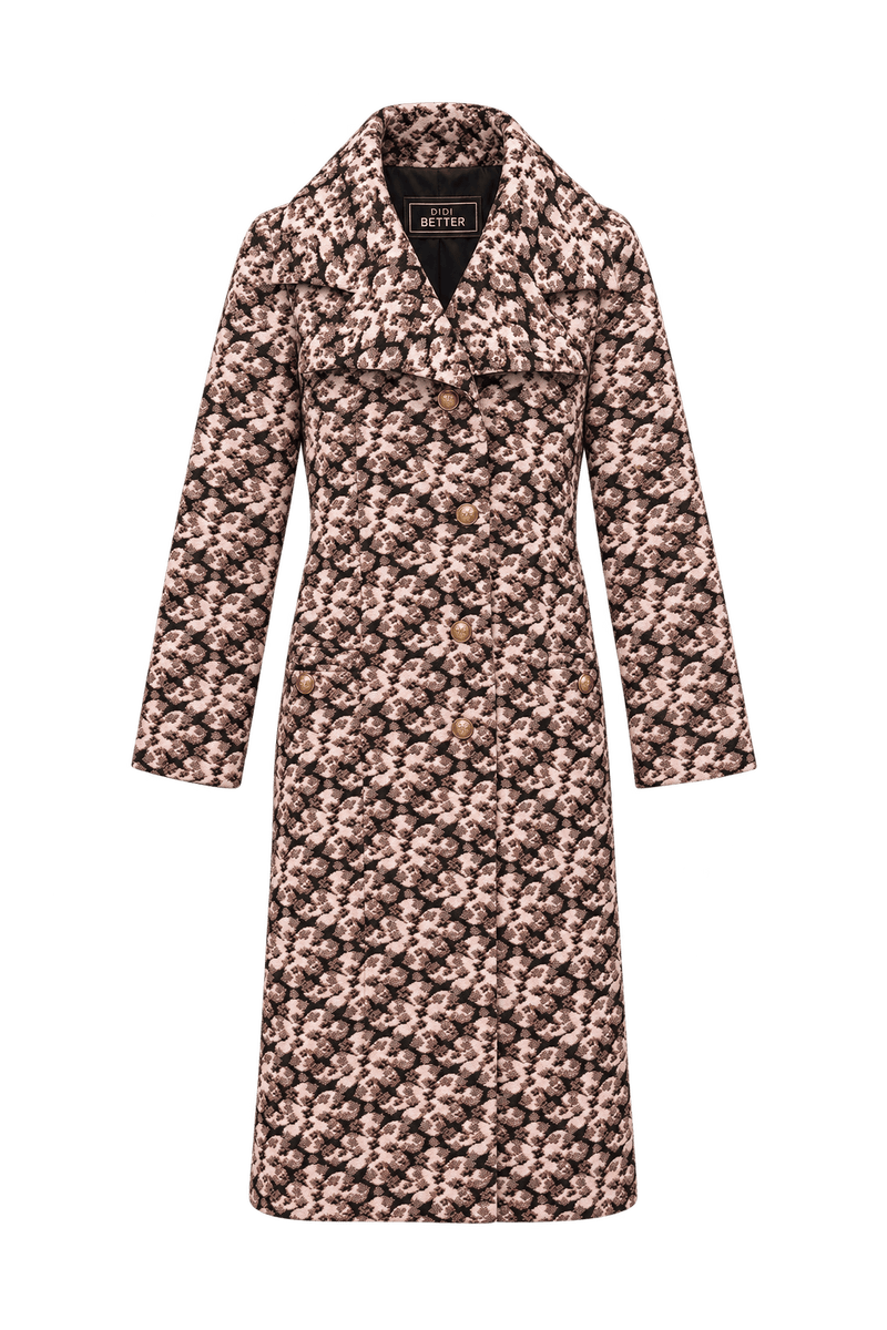 1960s Cream and Pale Pink Textured Woven Coat - Front View