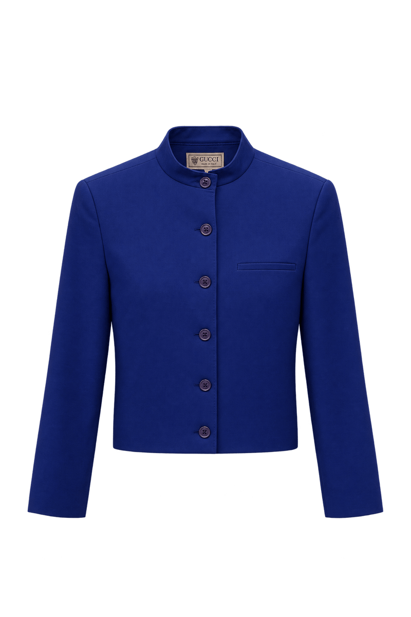 1980s Cobalt Blue Woven Jacket - Front View