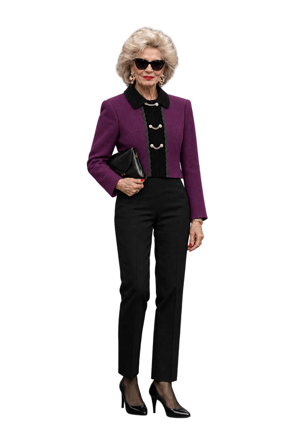 1980s Deep Plum Purple Wool Jacket - Model