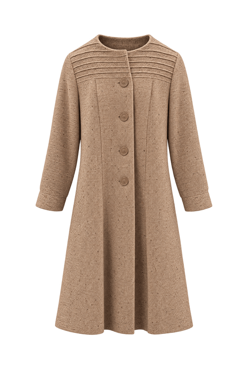 1960s Warm Tan Wool Coat - Front View