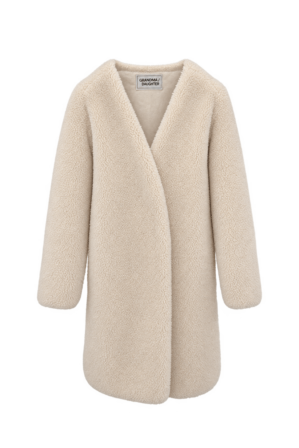 1990s Warm Ivory Cream Shearling Fur Coat - Front View