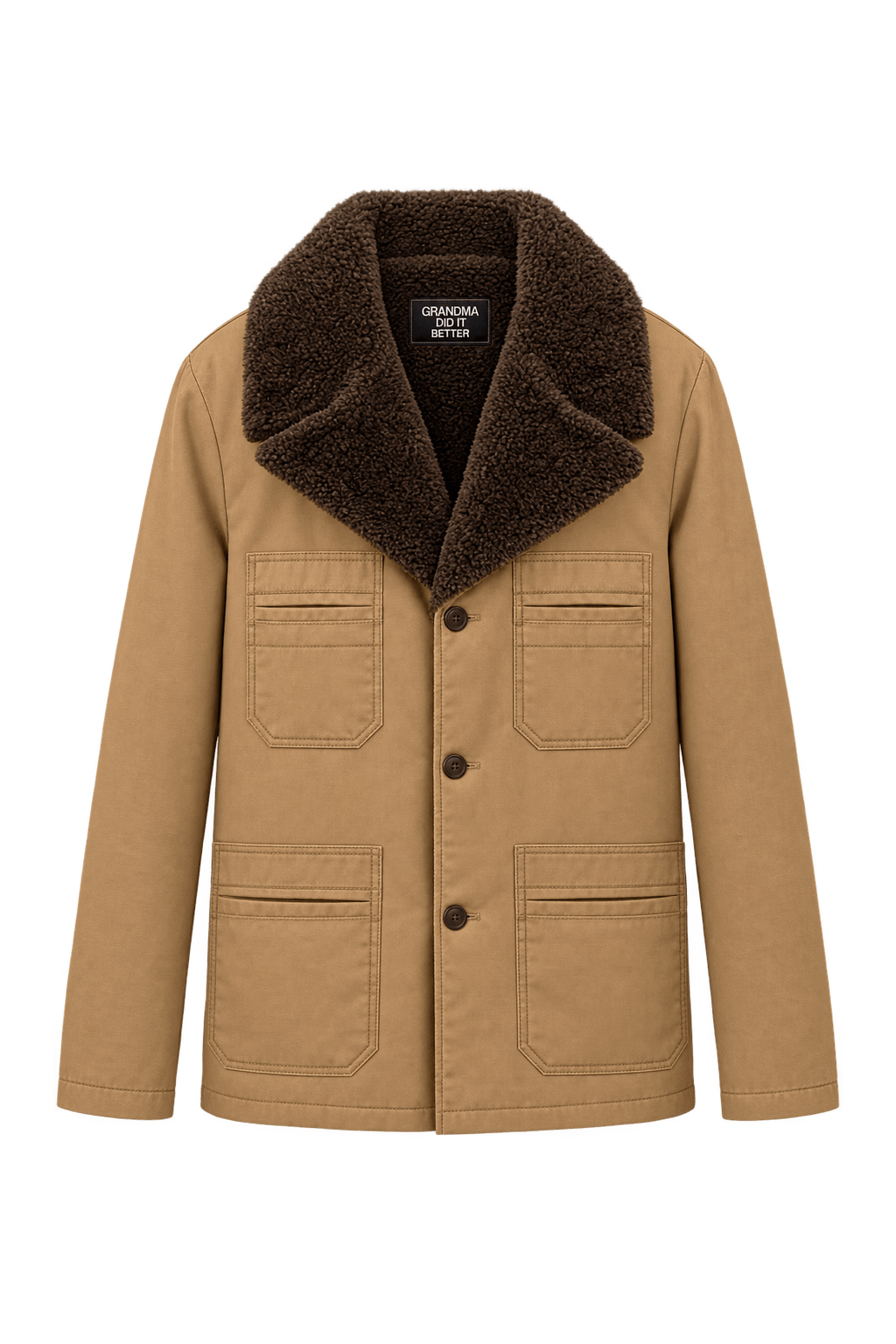 1980s Camel Tan Woven Fabric Jacket - Front View
