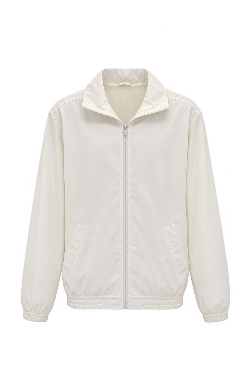 1990s Cream White Synthetic Jacket - Front View