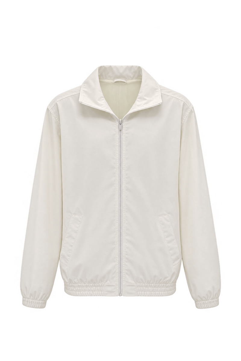 1990s Cream White Synthetic Jacket - Front View