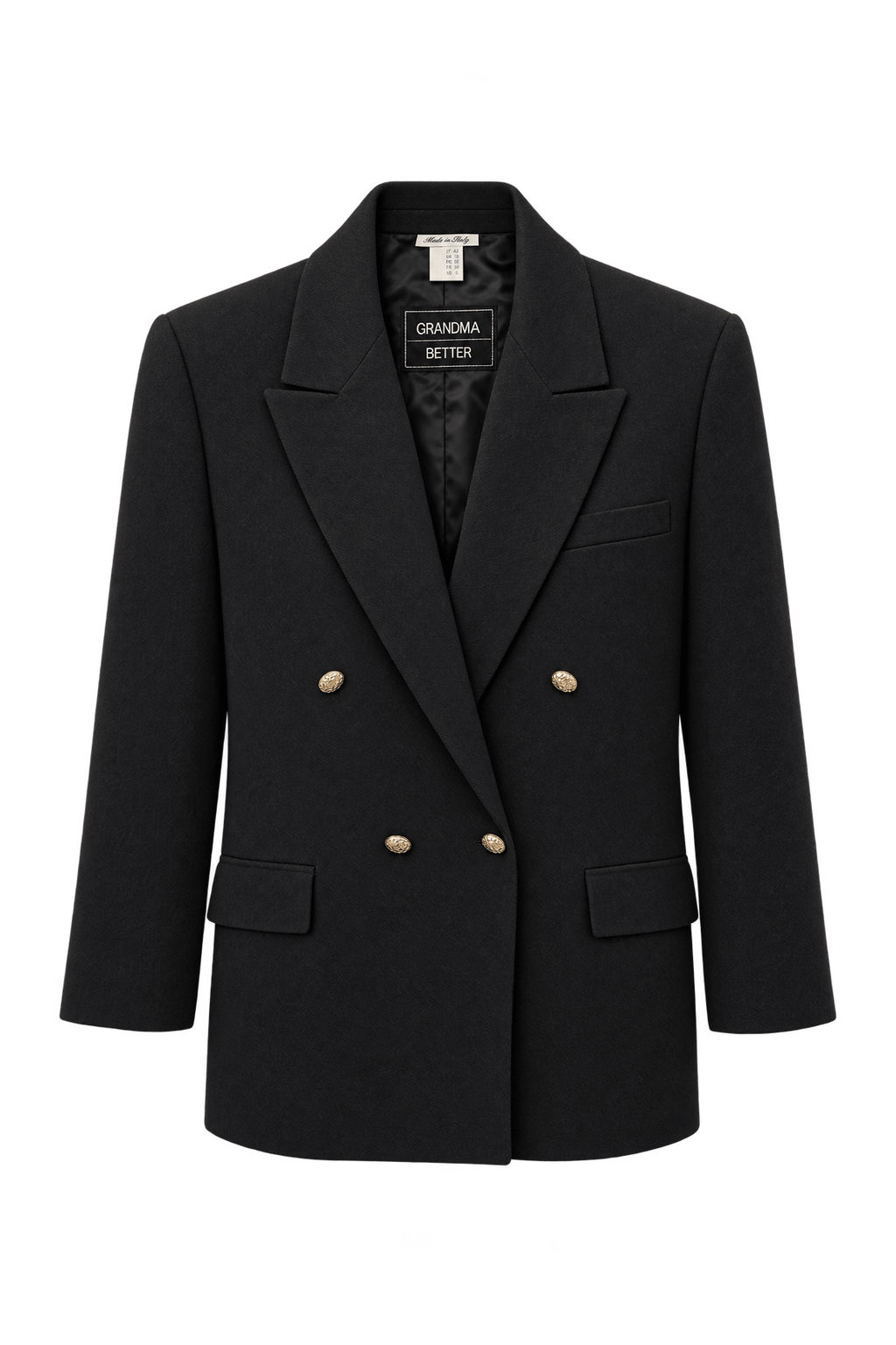 1980s Black Woven Fabric Blazer - Front View