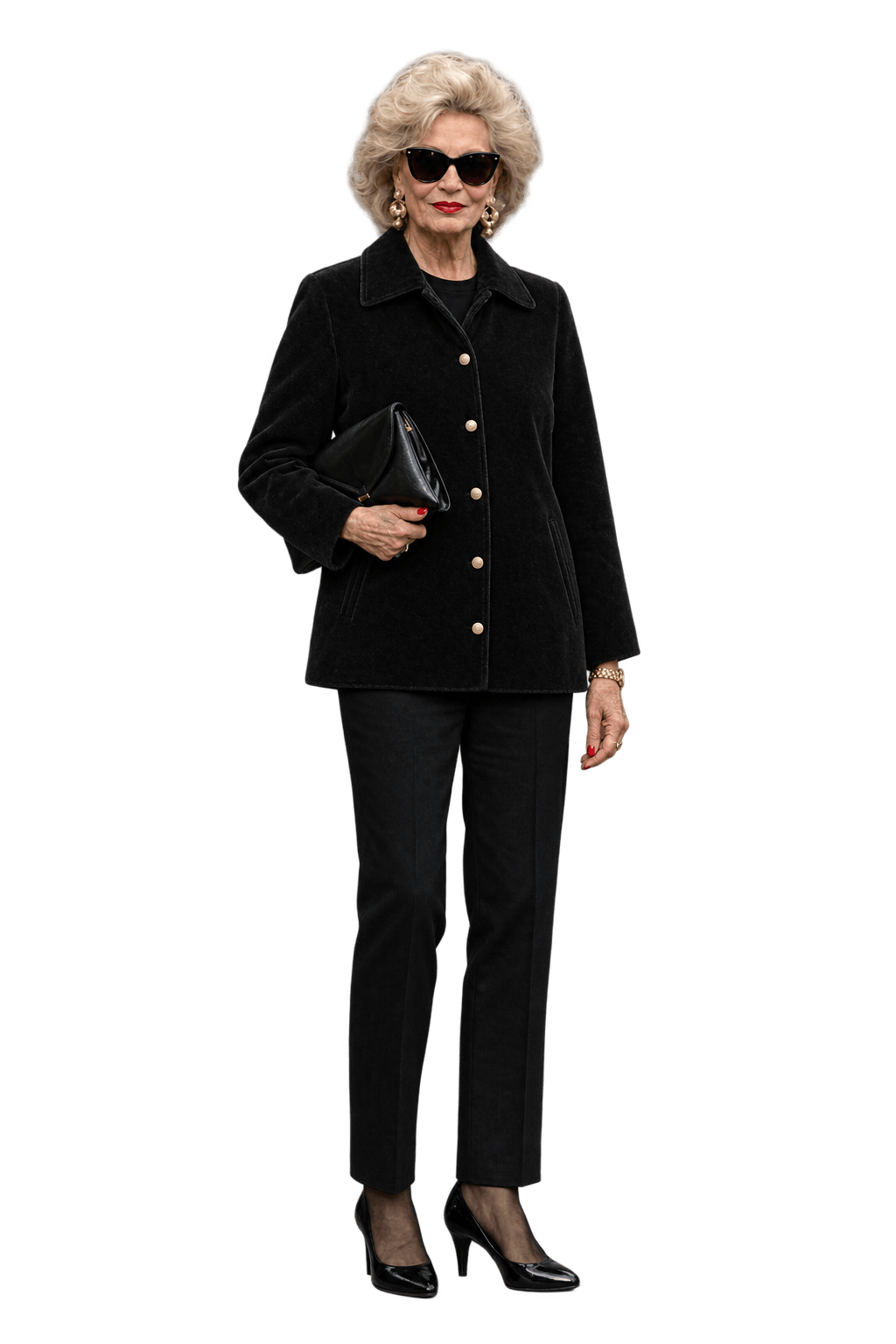 1980s Black Velvet Jacket - Model