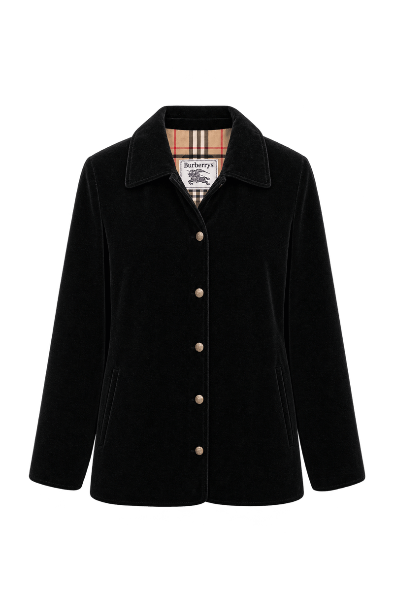 1980s Black Velvet Jacket - Front View