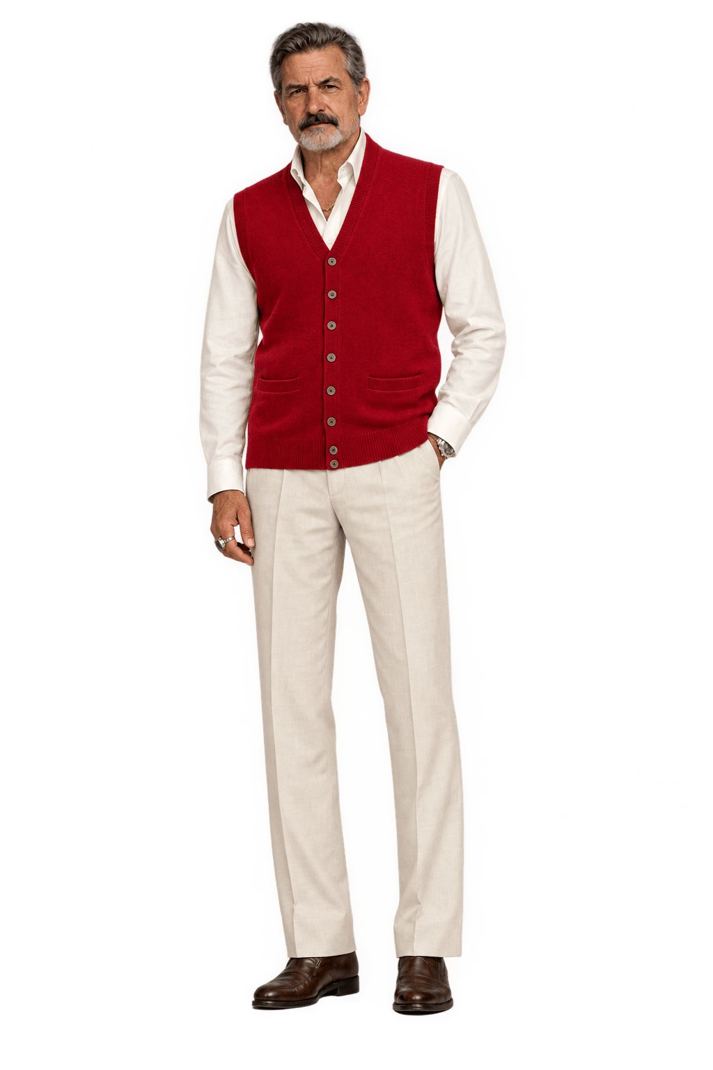1990s Deep Red Knit Vest - Model