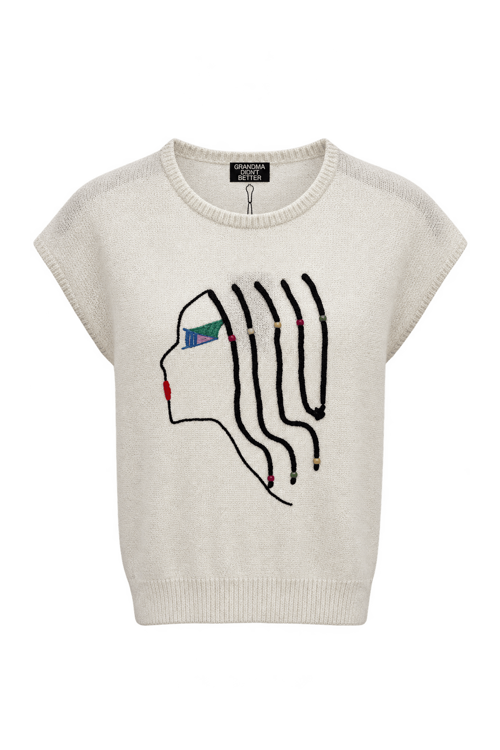 1990s Cream White Unverified Knit Sweater - Front View
