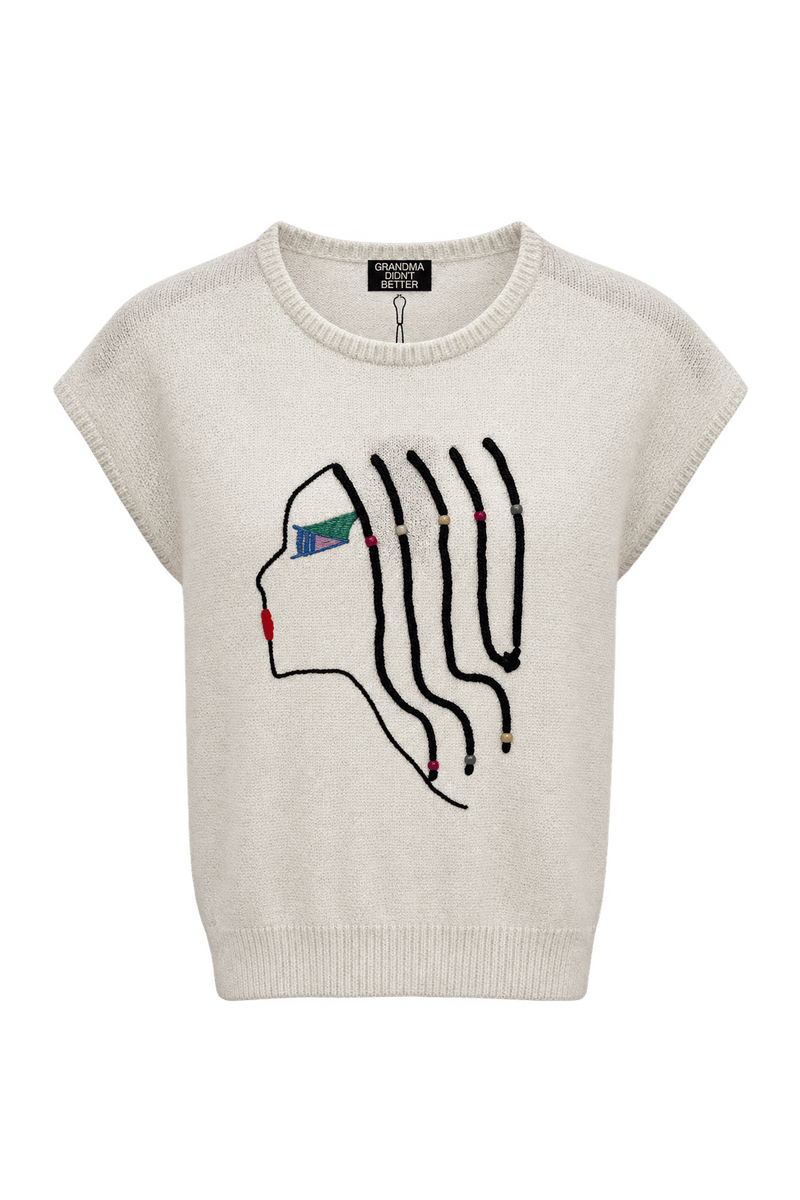 1990s Cream White Unverified Knit Sweater - Front View