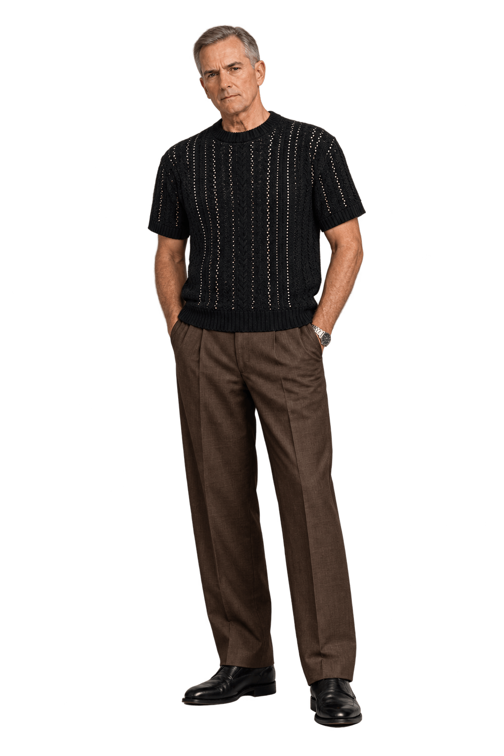 1990s Black Unverified Knit Sweater - Model