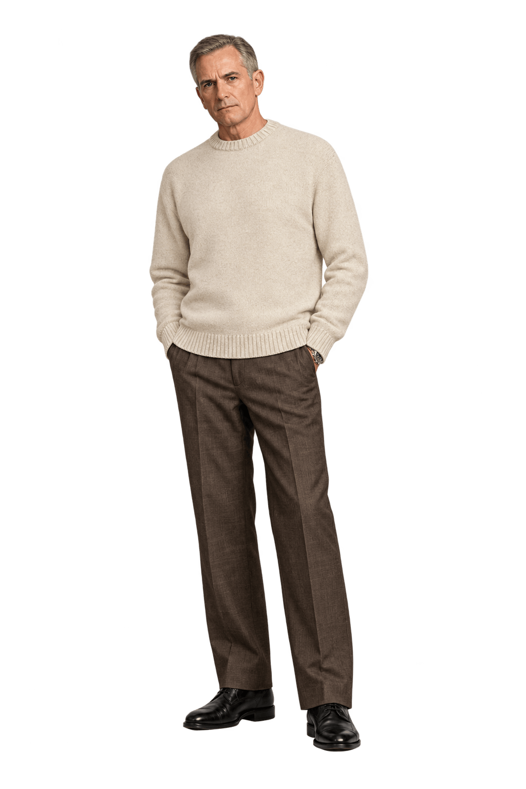 1990s Warm Cream Unverified Knit Sweater - Model