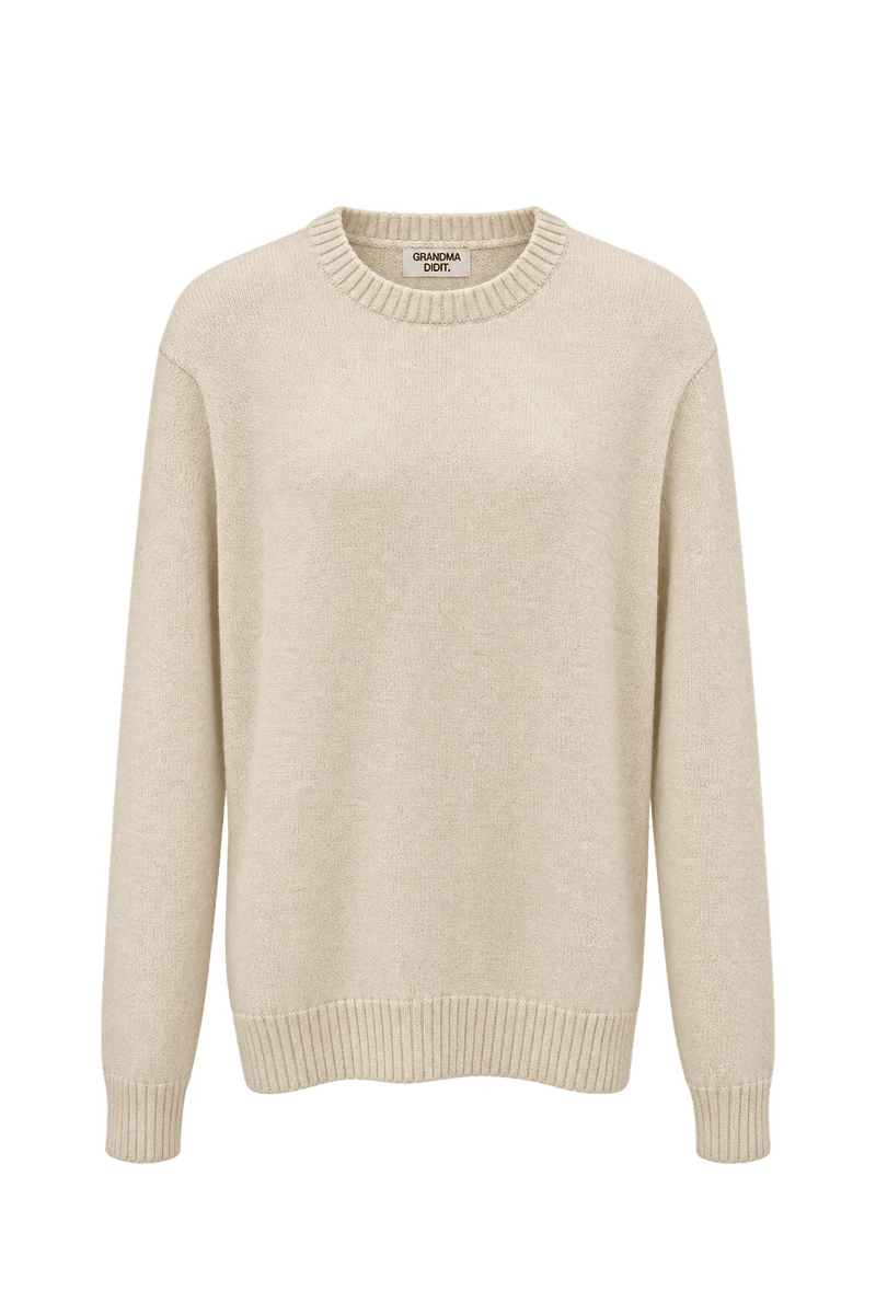 1990s Warm Cream Unverified Knit Sweater - Front View