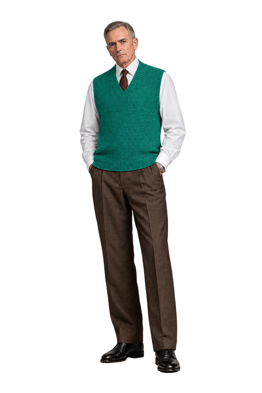 1990s Teal Green Knit Vest - Model