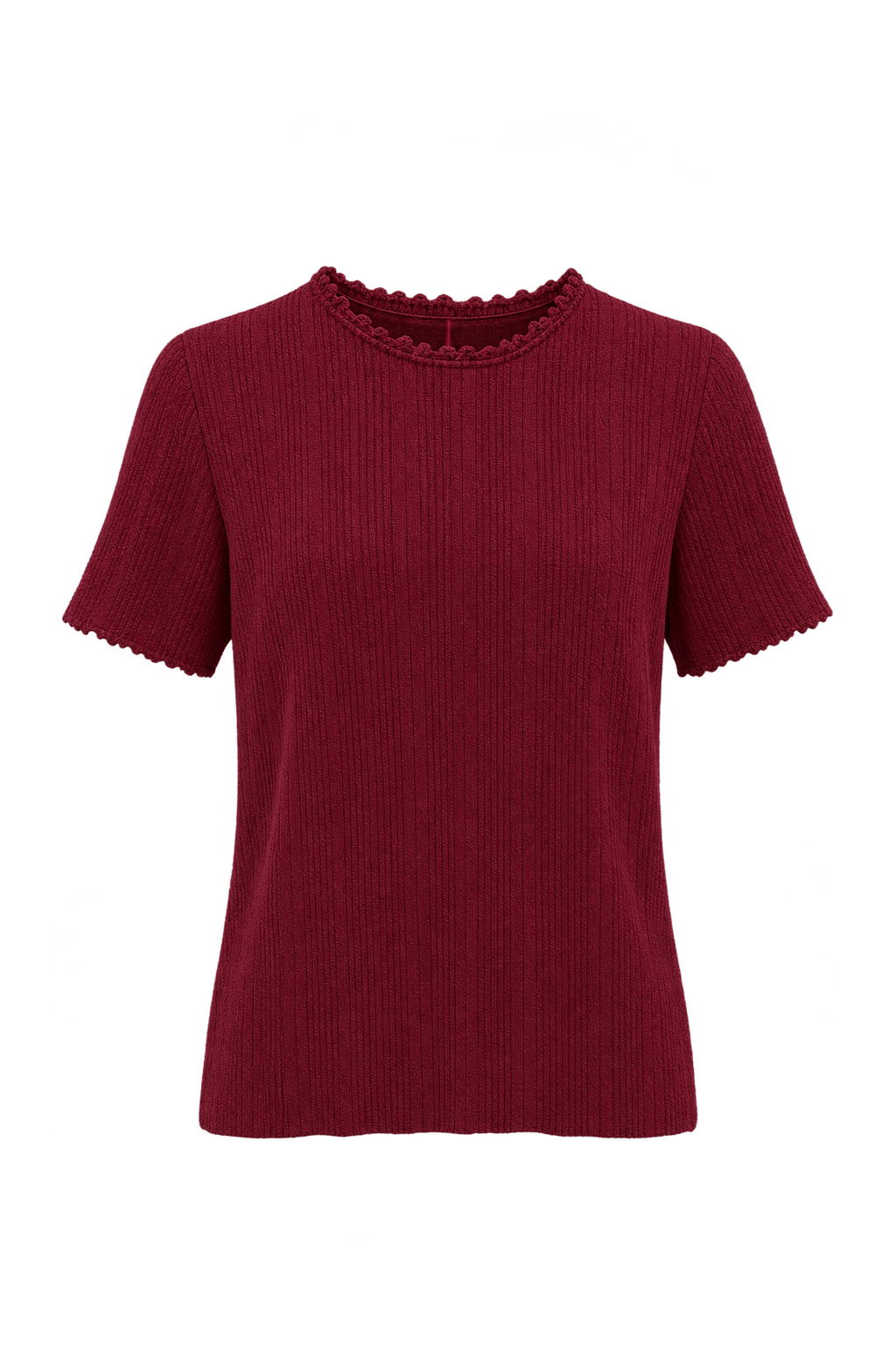 1990s Deep Burgundy Knit T-Shirt - Front View