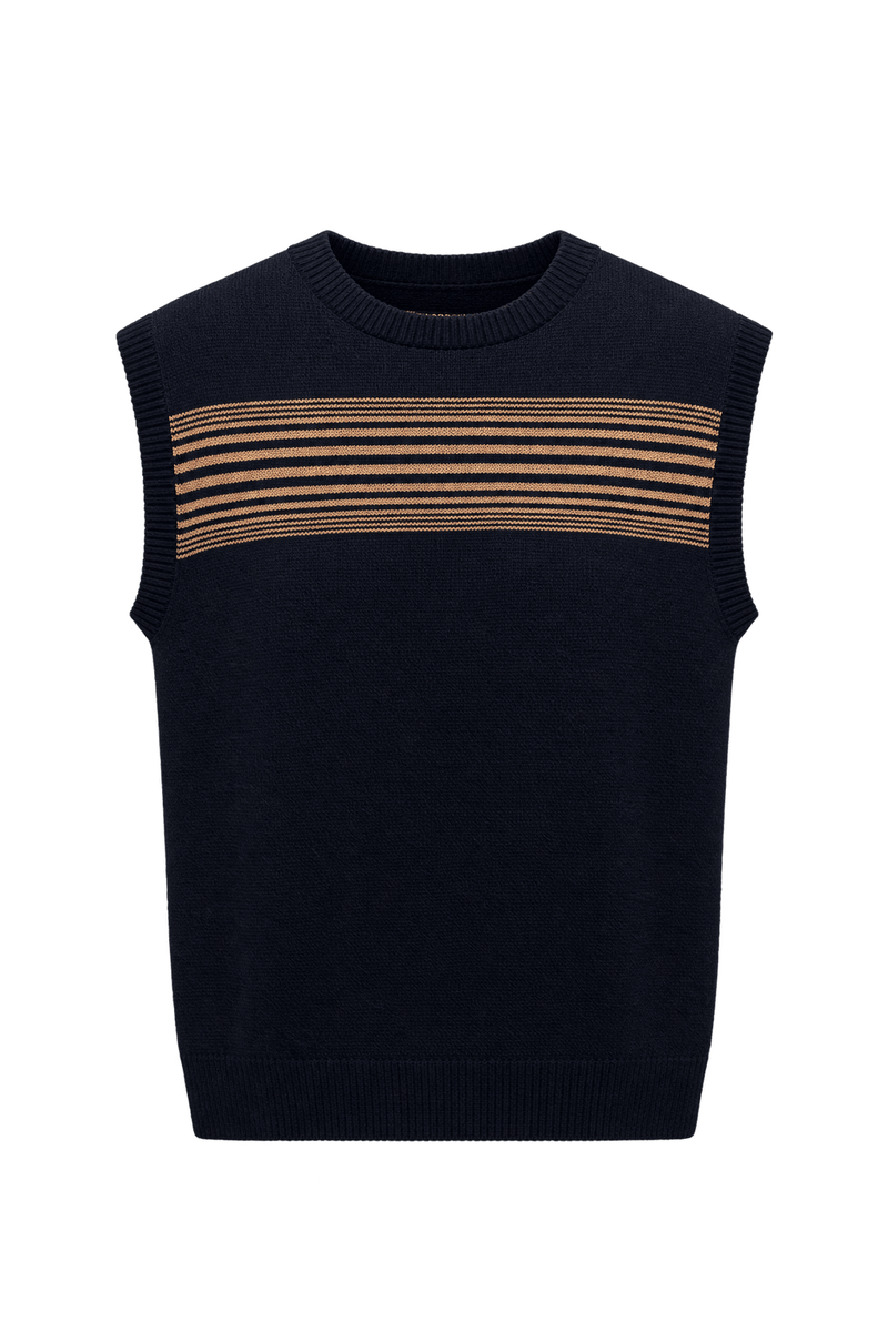 1990s Black Knit Vest - Front View