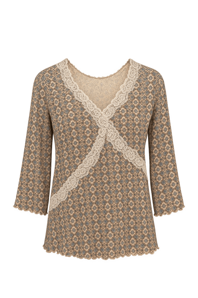 1990s Tan Beige Unverified Lightweight Knit Blouse - Front View