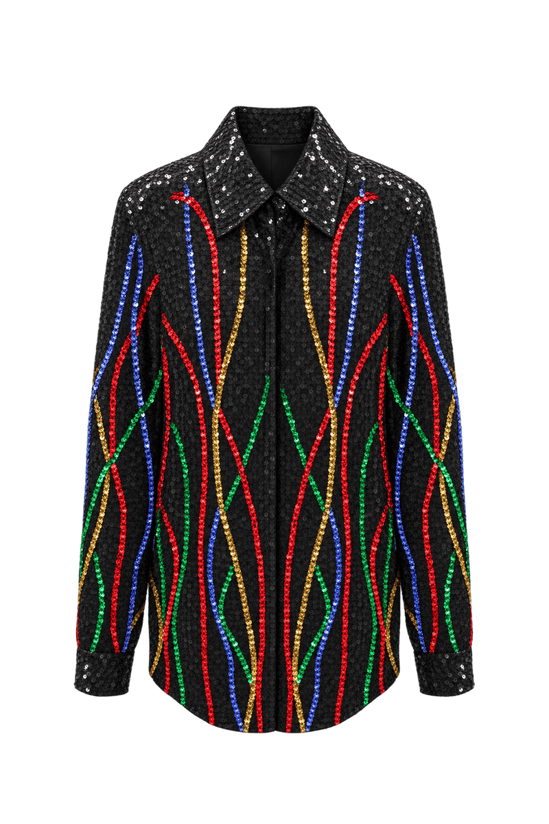 1980s Black Sequin Women's Jacket - Front View