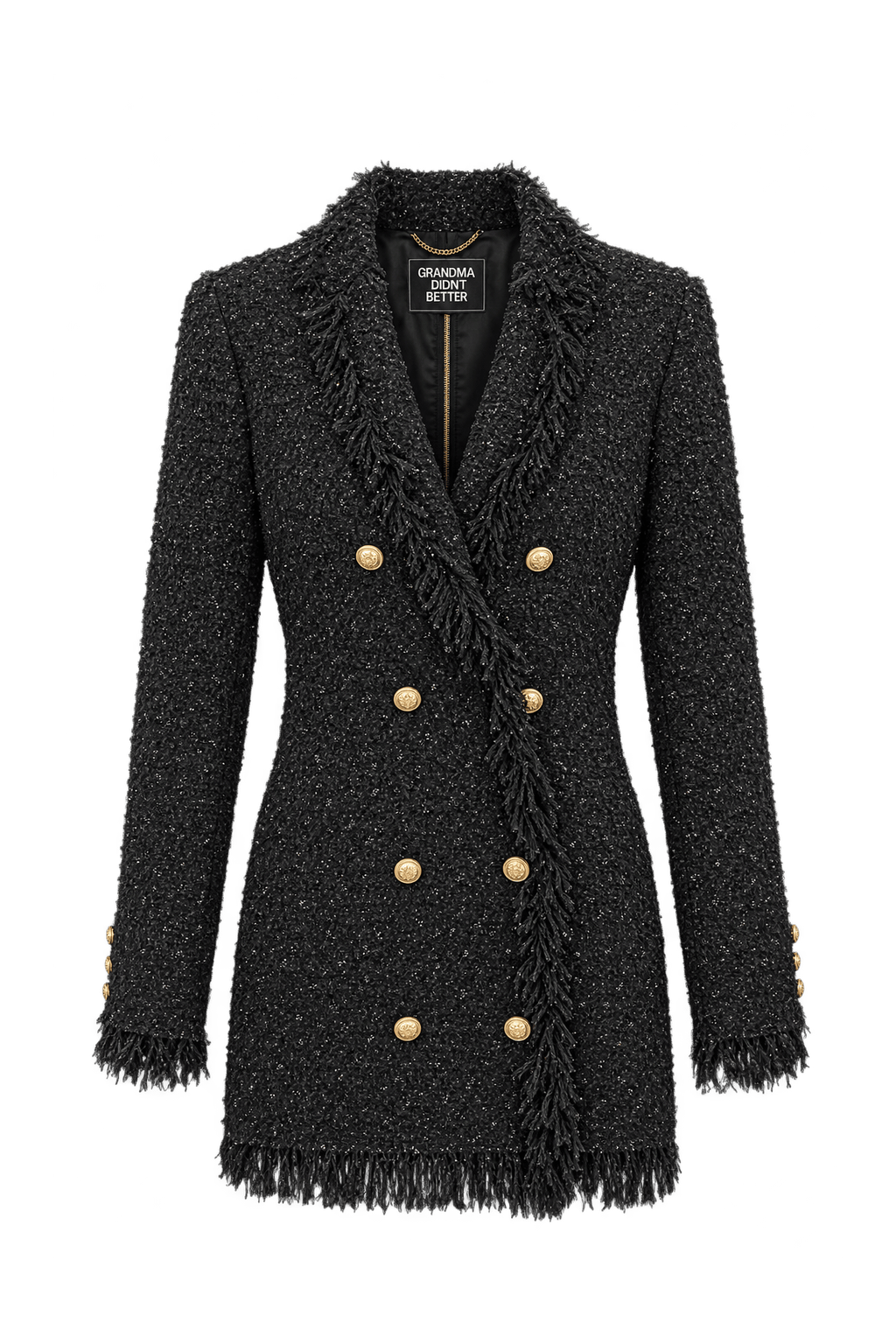 1980s Black Unverified Textured Jacket - Front View