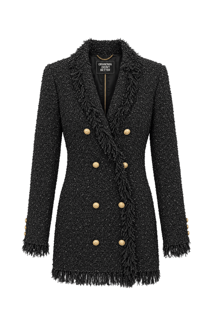 1980s Black Unverified Textured Jacket - Front View