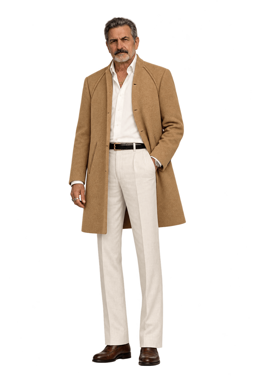 1980s Camel Tan Wool Blend Coat - Model