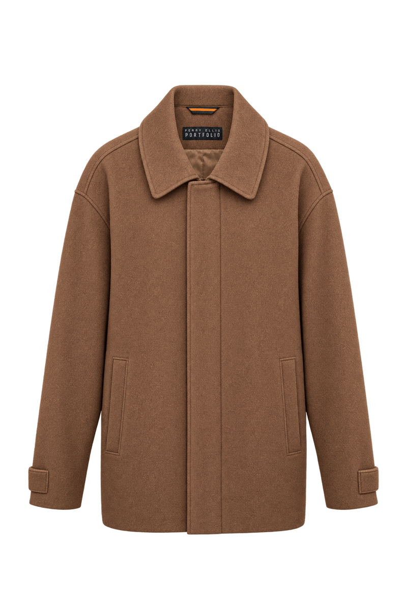 1990s Warm Camel Brown Wool Jacket - Front View